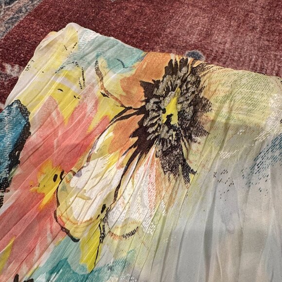 Roberto Cavalli Silk Floral Tropical Print Knee Skirt, size L - Picture 3 of 7